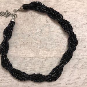 Black bead and glitter rope necklace
